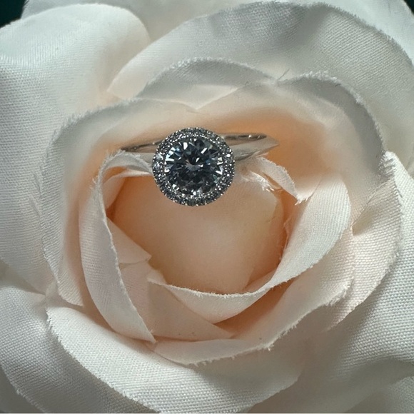 Sterling Silver Halo Ring – CZ Solitaire – .925 Statement Cocktail Ring NWT - Picture 17 of 17